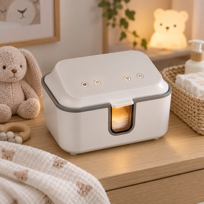 Incalzitor servetele umede idealSTORE pentru bebelusi, 3 niveluri temperatura, capacitate 80 servetele, panou tactil