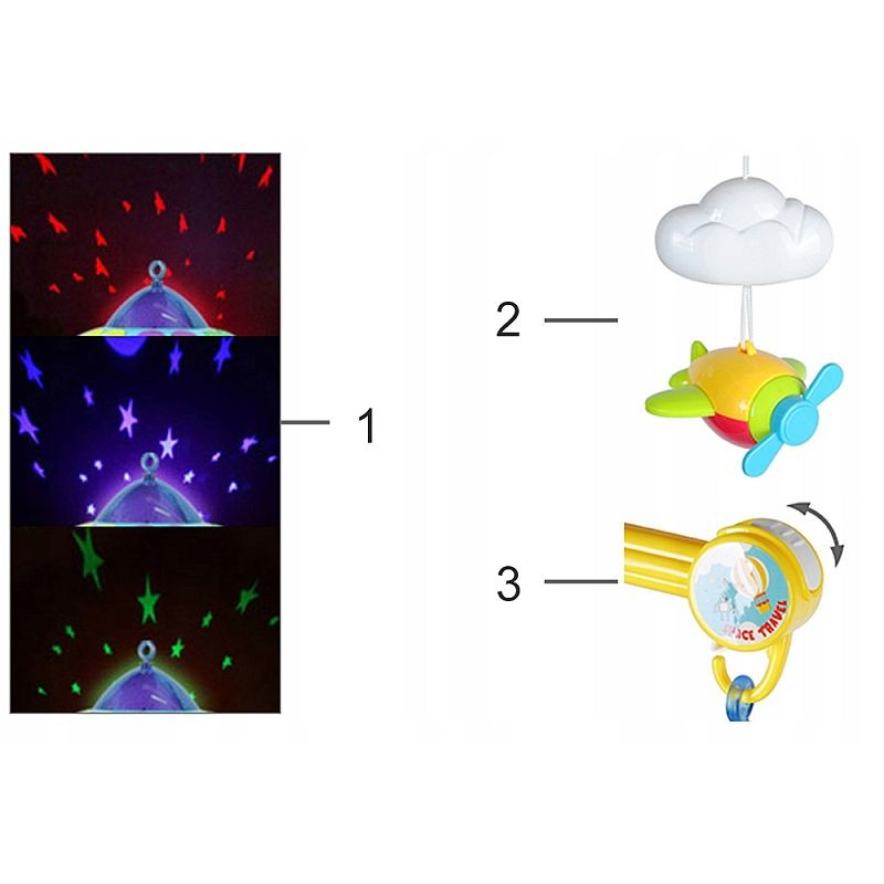 Carusel patut copii, MT Malatec, muzical, proiector luna si stele, telecomanda