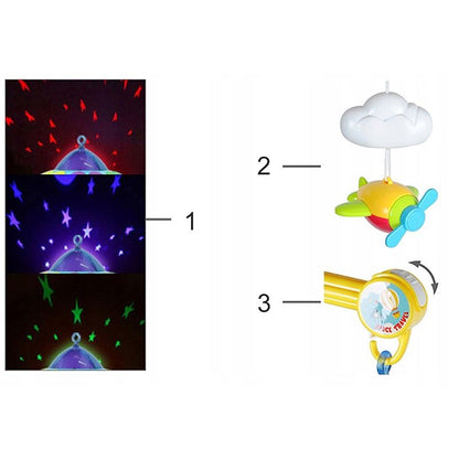 Carusel patut copii, MT Malatec, muzical, proiector luna si stele, telecomanda
