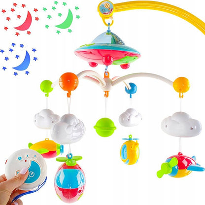 Carusel patut copii, MT Malatec, muzical, proiector luna si stele, telecomanda