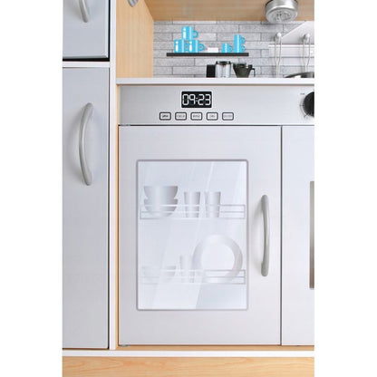 Bucatarie pentru copii, MT MALATEC, din lemn 80x80.5cm, ustensile, lampa LED, aragaz, cuptor, telefon, chiuveta