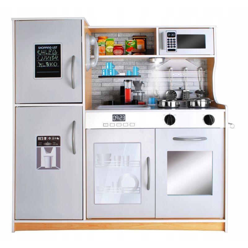 Bucatarie pentru copii, MT MALATEC, din lemn 80x80.5cm, ustensile, lampa LED, aragaz, cuptor, telefon, chiuveta
