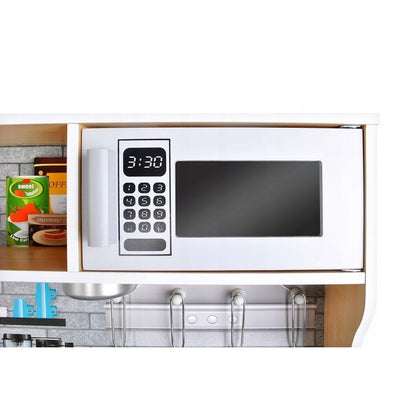 Bucatarie pentru copii, MT MALATEC, din lemn 80x80.5cm, ustensile, lampa LED, aragaz, cuptor, telefon, chiuveta