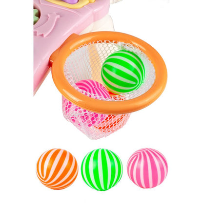 Antemergator si centru interactiv, masuta interactiva detasabila, panou cu multiple activitati, pian multicolor, cos de baschet SOLTOY Elephant Musical Stroller Pink