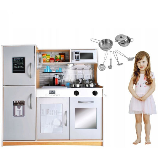 Bucatarie din lemn pentru copii cu lumini si sunete Kruzzel, include accesorii