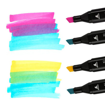 Set Markere Permanente Protone Cu Doua Varfuri 168 Bucati, Culoare Neagra