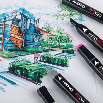 Set Markere Permanente Protone Cu Doua Varfuri 168 Bucati, Culoare Neagra