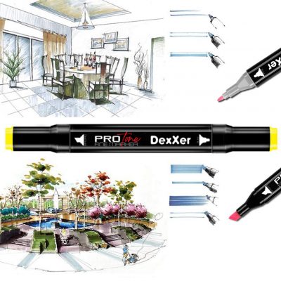 Set Markere Permanente Protone Cu Doua Varfuri 168 Bucati, Culoare Neagra