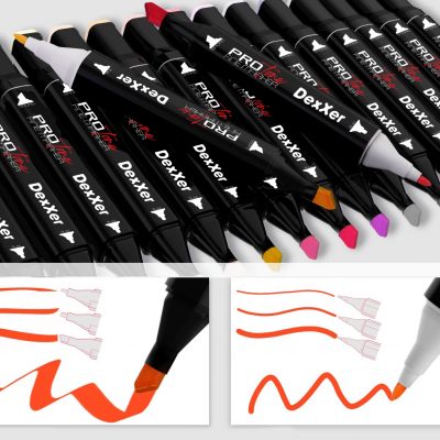 Set Markere Permanente Protone Cu Doua Varfuri 168 Bucati, Culoare Neagra