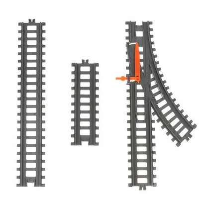 Circuit Trenulet Electric Zenuk - 86 Piese, Locomotiva, Pod Mobil, Accesorii, Lungime Cale Ferata 900 cm, Efecte Luminoase, Gri