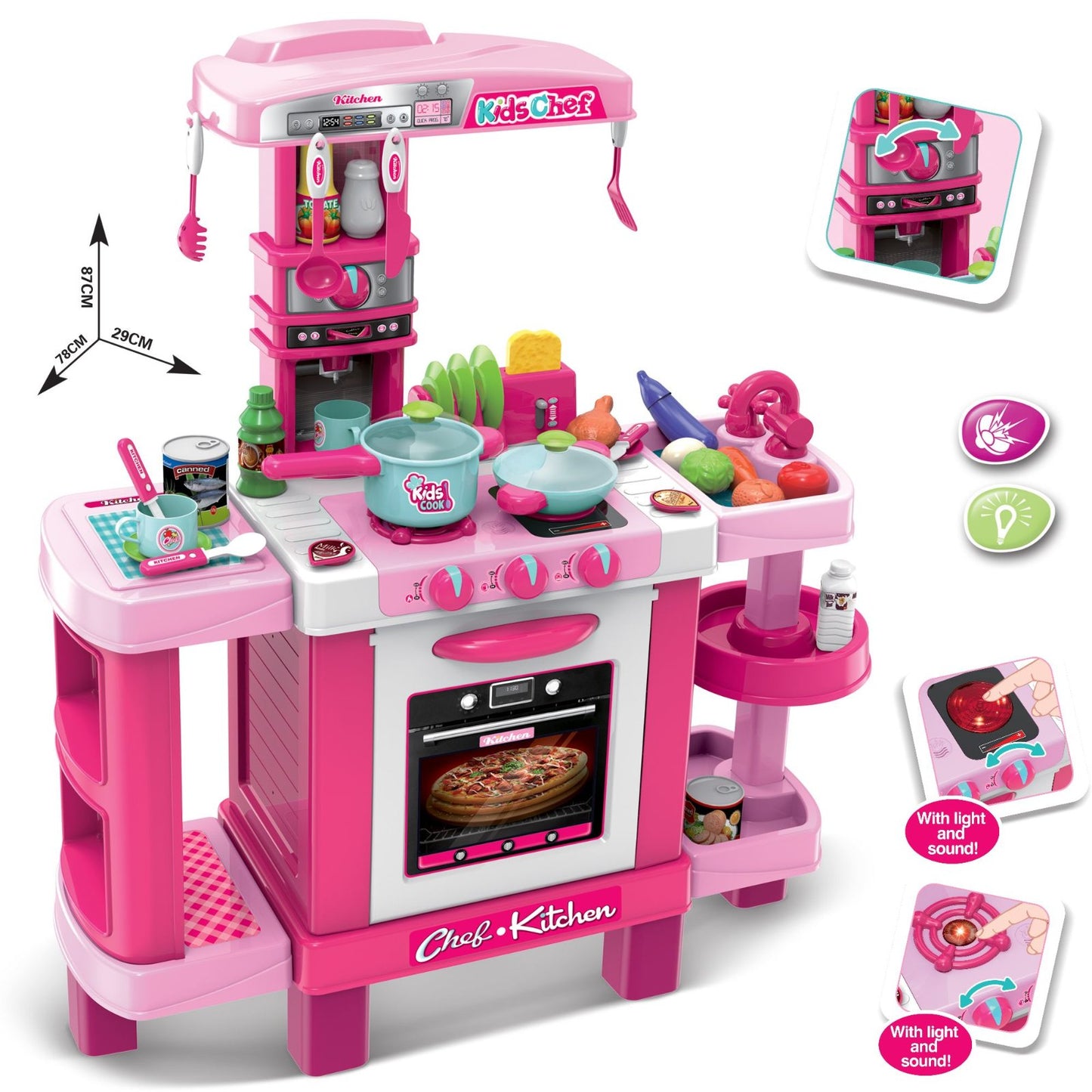 Joc de rol - Bucatarie de jucarie Kids Chef cu accesorii, roz