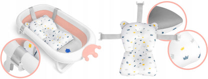 Cadita pentru Bebelusi cu perna, Pliabila, 90x50x21.5 cm, Alb/Roz