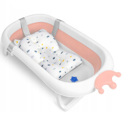 Cadita pentru Bebelusi cu perna, Pliabila, 90x50x21.5 cm, Alb/Roz