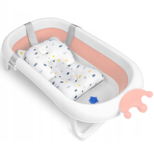 Cadita pentru Bebelusi cu perna, Pliabila, 90x50x21.5 cm, Alb/Roz