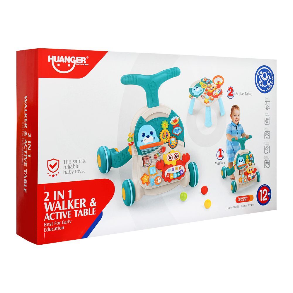 Premergator multifunctional cu masa de activitati si inaltime reglabila, albastru