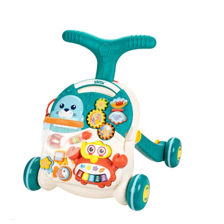 Premergator multifunctional cu masa de activitati si inaltime reglabila, albastru