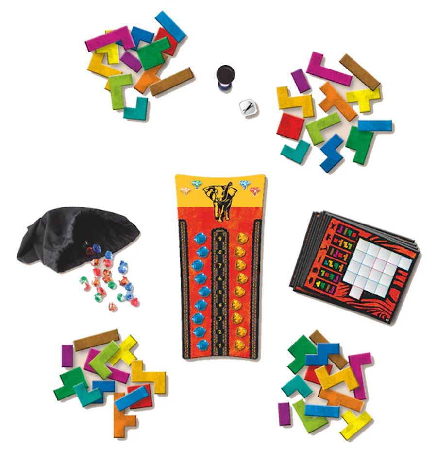 Joc de Societate Ubongo Classic idealSTORE, 1-4 Jucatori, Usor de Inteles, Rapid si Usor de Inteles, Cine rezolva cel mai Repede Sarcina, acela Castiga