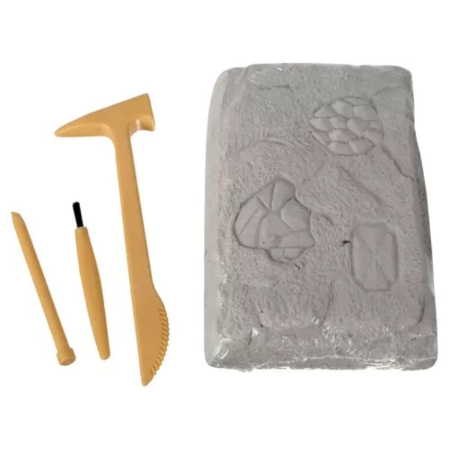 Set mina de cristale pentru copii CLASStitude, jucarie interactiva si educativa, include roca, ciocan, dalta, perie, stimuleaza imaginatia, 16.5 x 12 x 3.2 cm, Gri