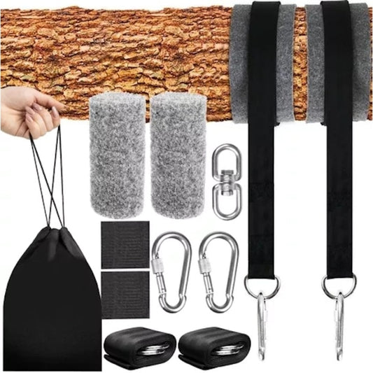 Kit Complet Montare Leagan-Hamac idealSTORE, Lungimea Franghiilor 152 cm, 2 Carabine din Otel, Sac de Depozitare, Usor de Instalat si Durabil, Design Elegant, Sarcina 150 Kg