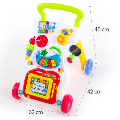 Antepremergator Baby First Step, Jucarii detasabile, tabla de scris, telefon, pian, toate detasabile, lumini si sunete, 45 cm inaltime Kinderplay interactiv KP1047