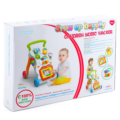 Antepremergator Baby First Step, Jucarii detasabile, tabla de scris, telefon, pian, toate detasabile, lumini si sunete, 45 cm inaltime Kinderplay interactiv KP1047