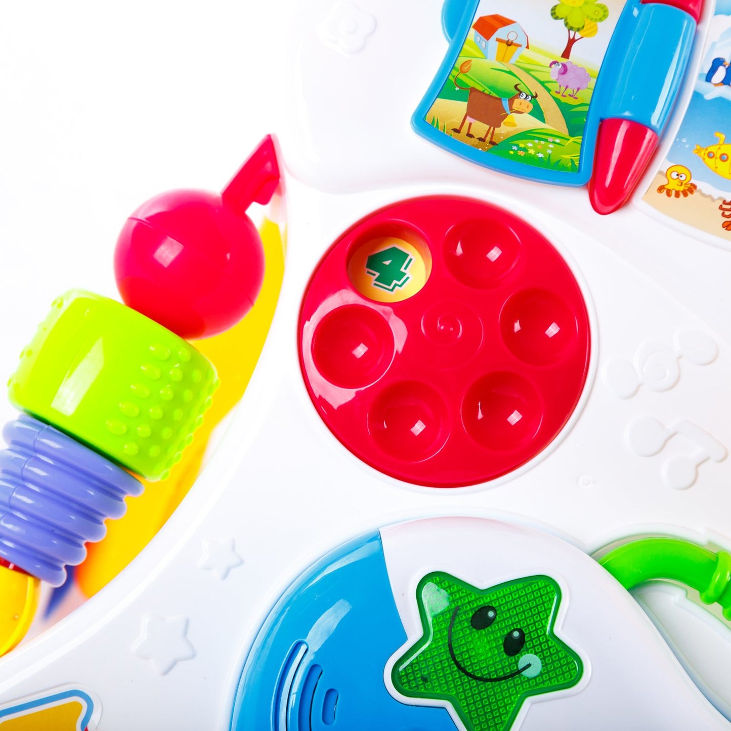 Antepremergator Baby First Step, Jucarii detasabile, tabla de scris, telefon, pian, toate detasabile, lumini si sunete, 45 cm inaltime Kinderplay interactiv KP1047