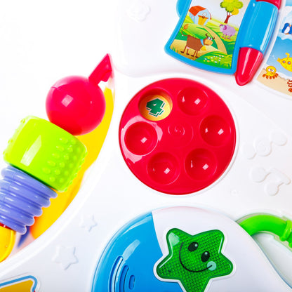 Antepremergator Baby First Step, Jucarii detasabile, tabla de scris, telefon, pian, toate detasabile, lumini si sunete, 45 cm inaltime Kinderplay interactiv KP1047