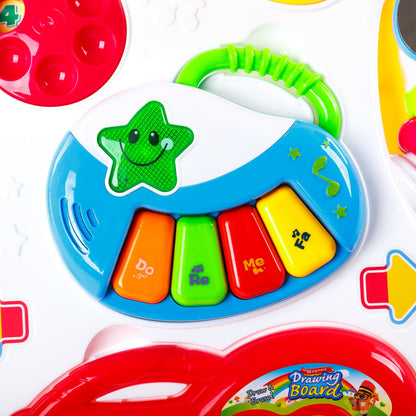 Antepremergator Baby First Step, Jucarii detasabile, tabla de scris, telefon, pian, toate detasabile, lumini si sunete, 45 cm inaltime Kinderplay interactiv KP1047
