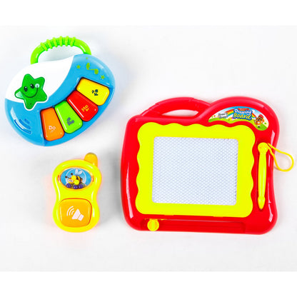 Antepremergator Baby First Step, Jucarii detasabile, tabla de scris, telefon, pian, toate detasabile, lumini si sunete, 45 cm inaltime Kinderplay interactiv KP1047