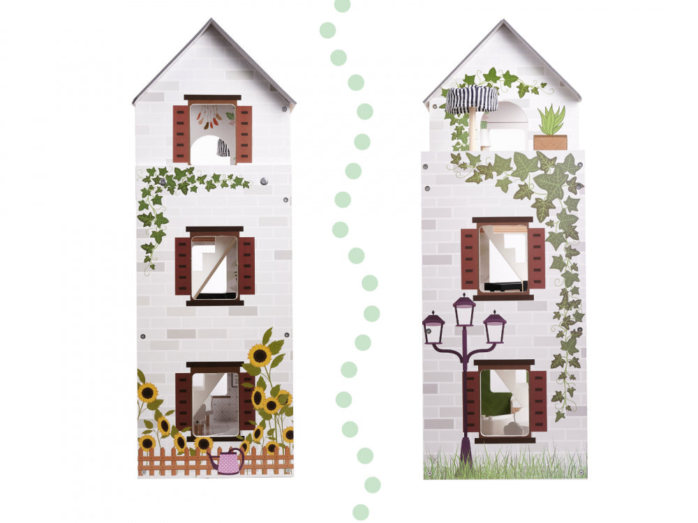 Casuta de papusi din lemn cu LED-uri Lulilo in stil Floro Boho