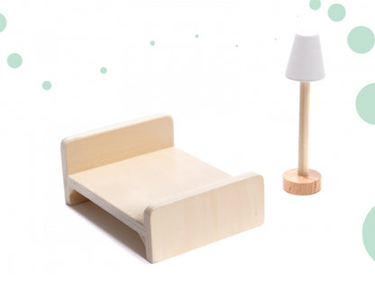 Casuta de papusi din lemn cu LED-uri Lulilo in stil Floro Boho