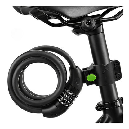 Cablu Antifurt Bicicleta idealSTORE 120CM cu Cifru, Otel Flexibil si Protectie PVC Negru