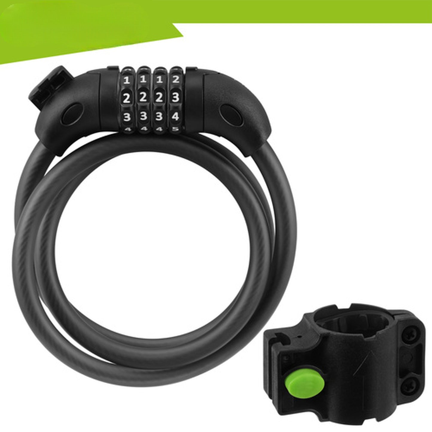 Cablu Antifurt Bicicleta idealSTORE 120CM cu Cifru, Otel Flexibil si Protectie PVC Negru