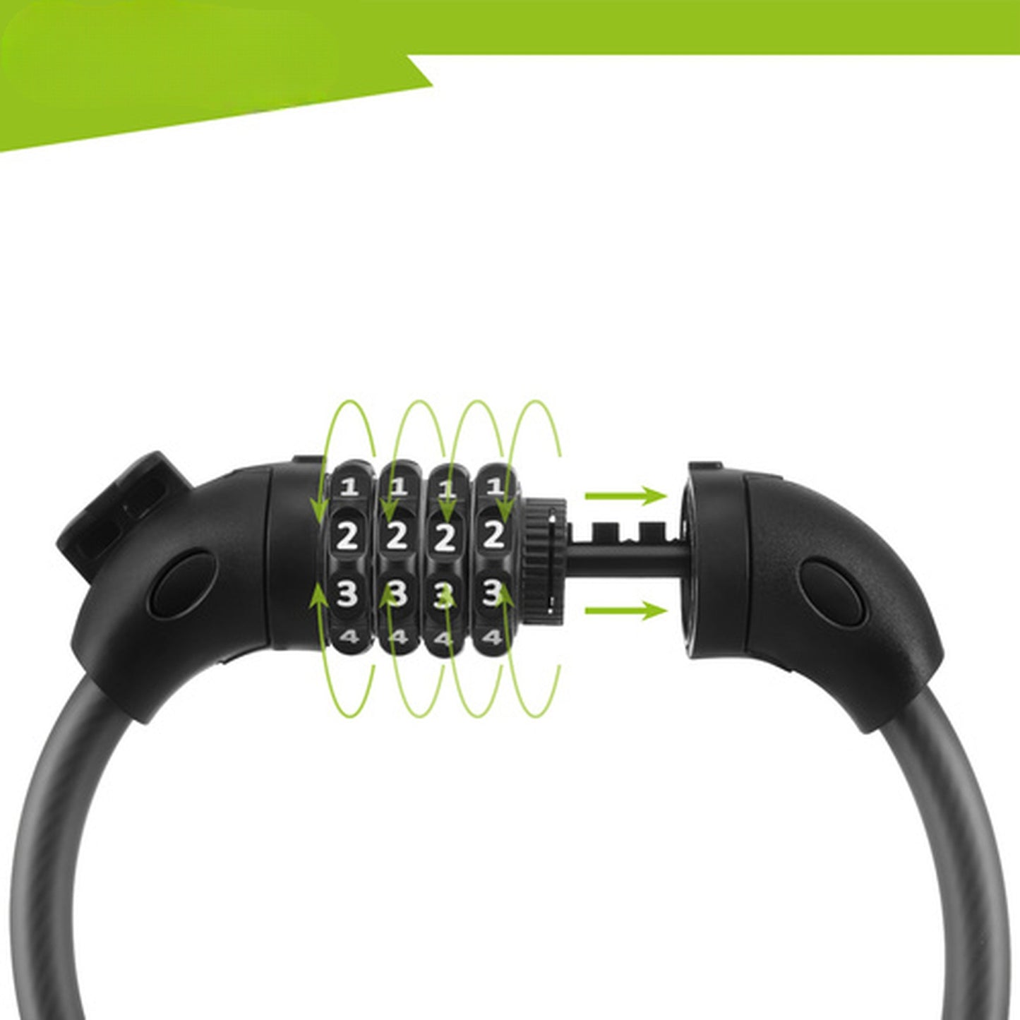 Cablu Antifurt Bicicleta idealSTORE 120CM cu Cifru, Otel Flexibil si Protectie PVC Negru
