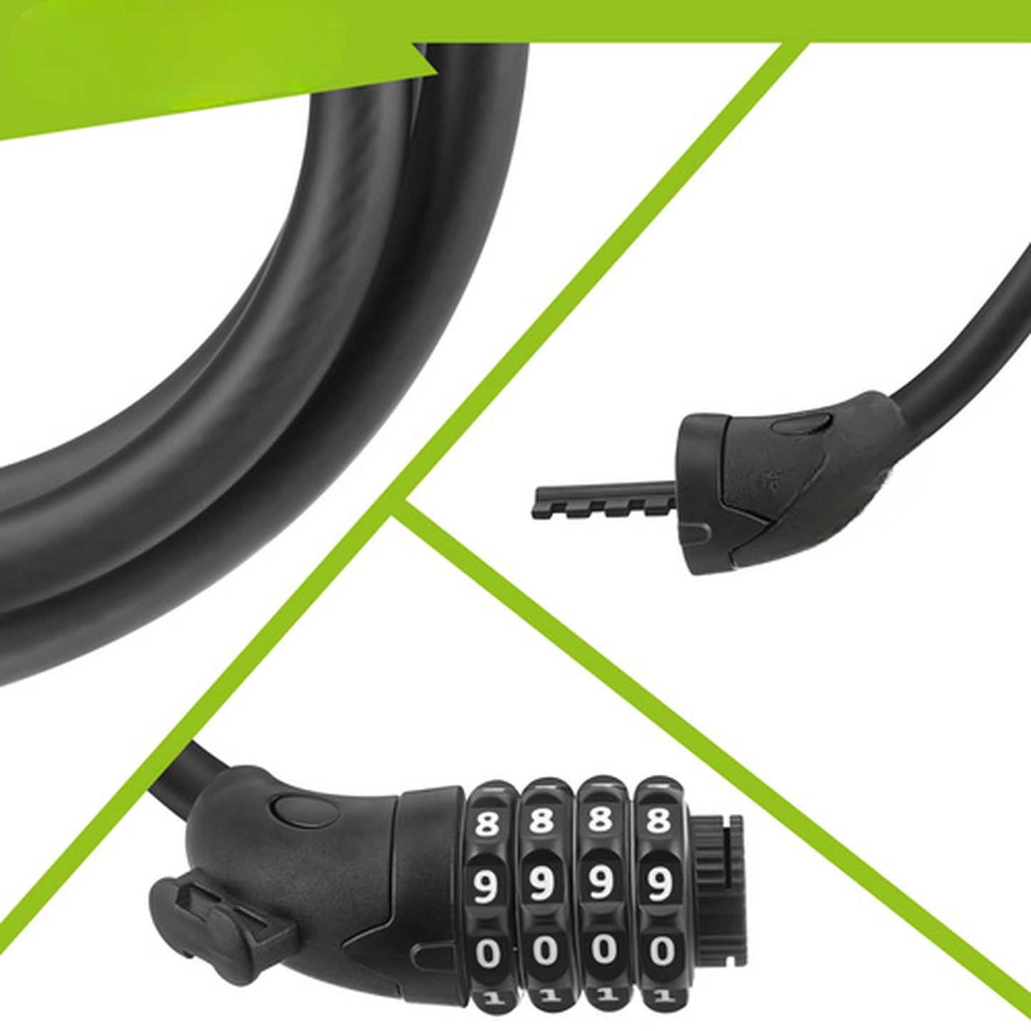 Cablu Antifurt Bicicleta idealSTORE 120CM cu Cifru, Otel Flexibil si Protectie PVC Negru