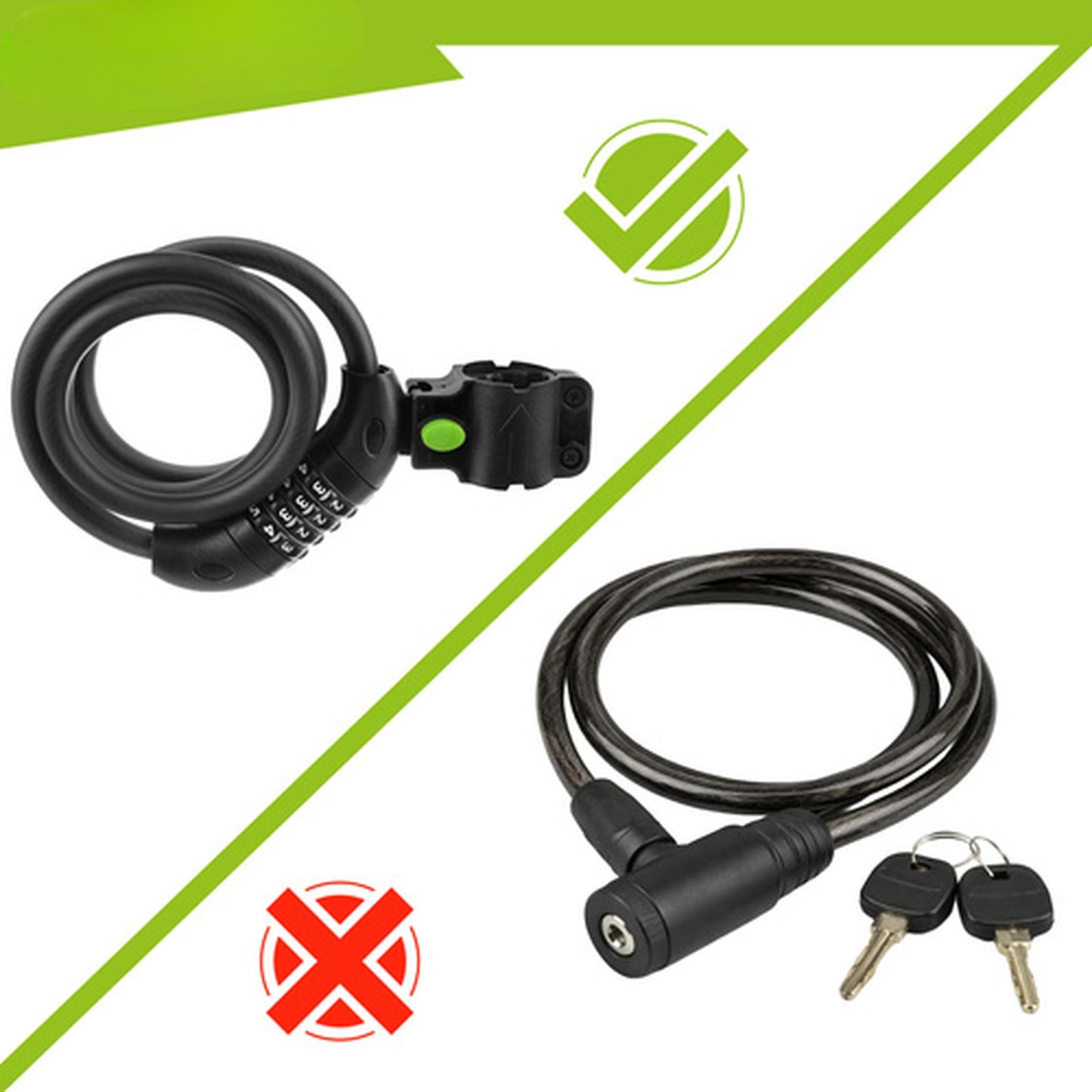 Cablu Antifurt Bicicleta idealSTORE 120CM cu Cifru, Otel Flexibil si Protectie PVC Negru