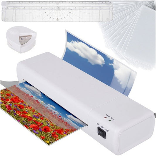 Laminator 4 in 1 idealSTORE A4, Laminare cald si rece, Trimmer incorporat, Include 60 de folii A4, 150-250 microni
