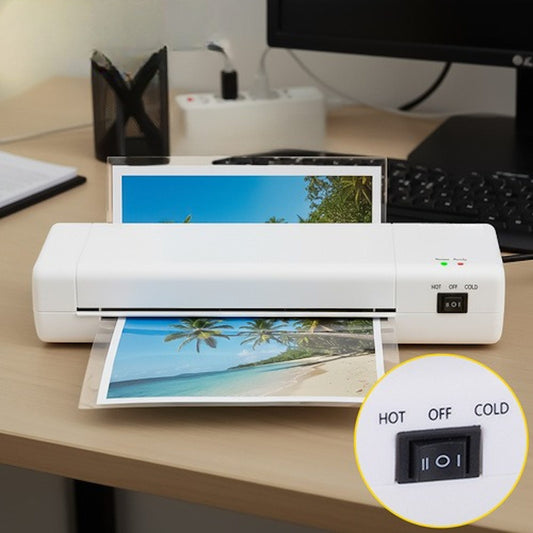 Laminator 4 in 1 idealSTORE A4, Laminare cald si rece, Trimmer incorporat, Include 60 de folii A4, 150-250 microni