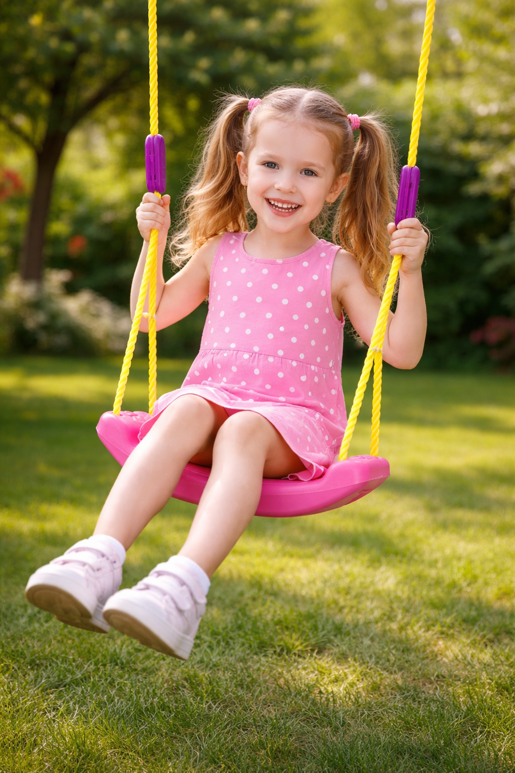 Leagan Stil Bancuta Cool Swing idealStore Roz, Scaun Confortabil, Franghii Rezistente, Inaltime Reglabila, Aspect Atractiv, Culori Vii