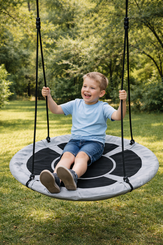 Leagan pentru copii profesional idealStore Stork's Nest, tip Cuib, Sarcina maxima 150 Kg, Diametru 95 cm, Cadru Otel, Grey