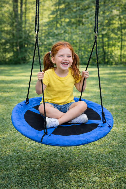 Leagan pentru copii profesional idealStore Oxford, tip Cuib, Sarcina maxima 150 Kg, Diametru 95 cm, Structura Otel, Franghii Regalbile, Tesatura Impermeabila, Design Modern