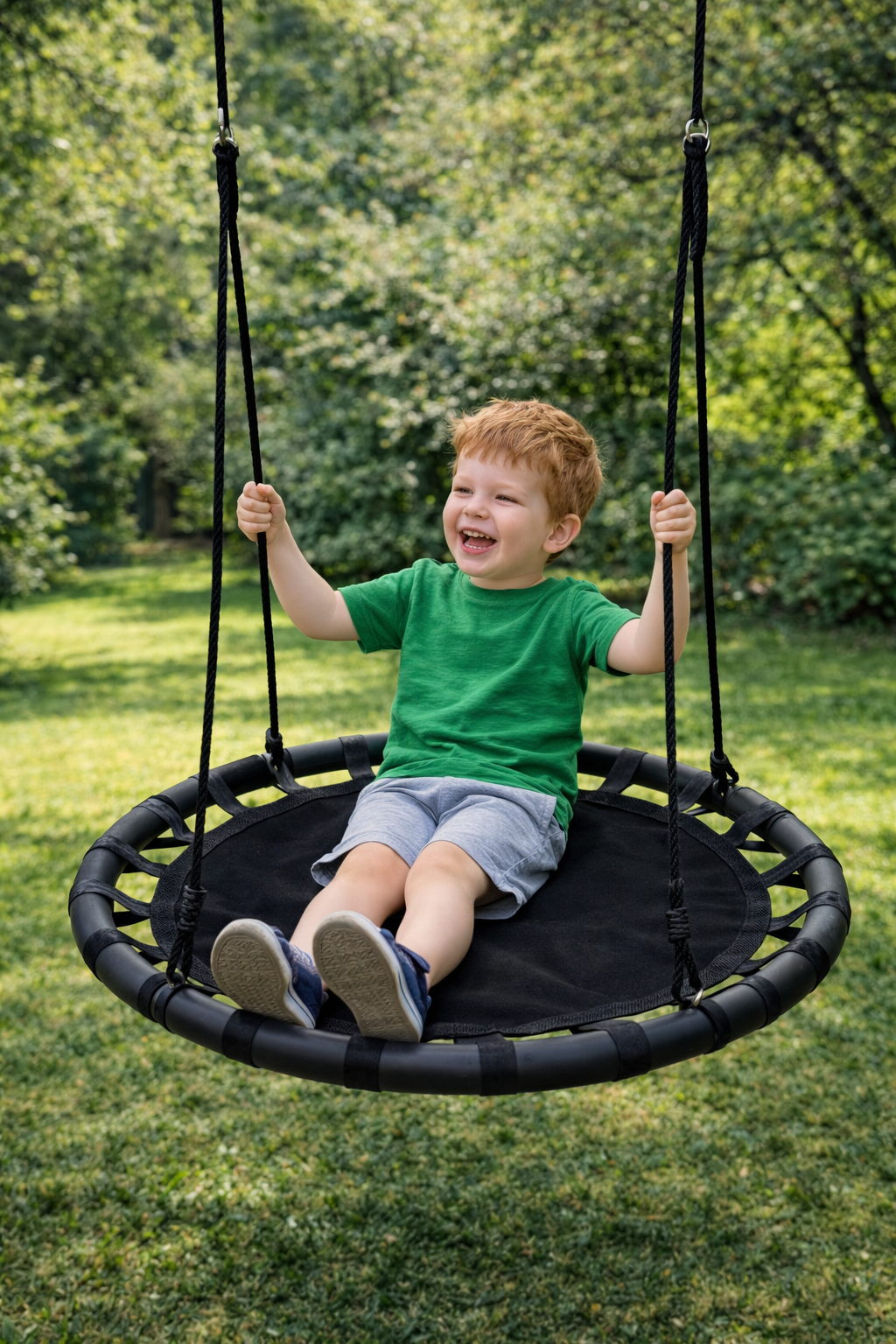 Leagan pentru copii profesional idealStore Texty, tip Cuib, Sarcina maxima 150 Kg, Diametru 100 cm, Structura Otel, Franghii Reglabile, Tesatura Impermeabila, Design Modern