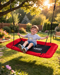 Leagan tip cuib pentru copii dreptunghiular XXL 110 x 70 cm 150 kg Neo-Sport Rosu