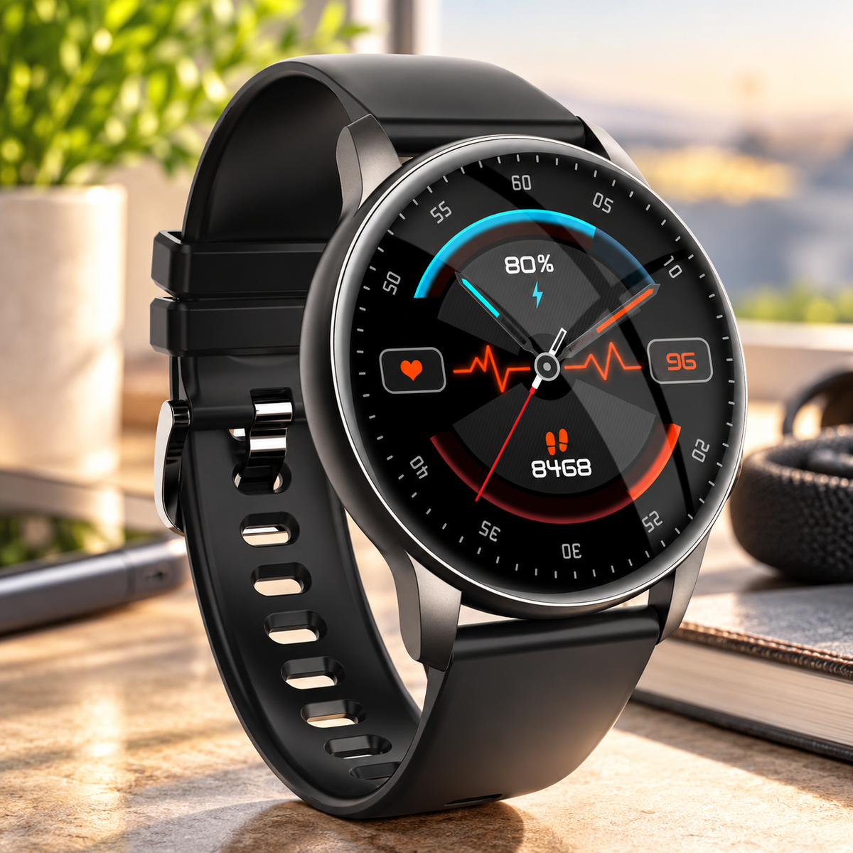 Ceas SmartWatch Lensa idealStore, Ecran HD 1.35', Notificari Apeluri/Mesaje/Aplicatii, Monitorizare Ritm Cardiac, Tensiune Arteriala, Oxigen din Sange, Moduri Sport, Momento Menstrual, Impermeabil, Negru