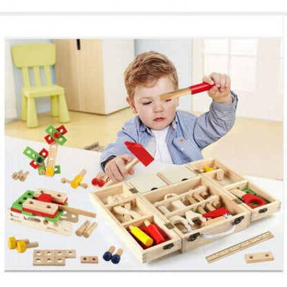 Trusa de scule, FamousKids, 40 unelte din lemn, Montessori