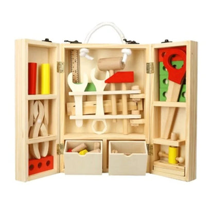 Trusa de scule, FamousKids, 40 unelte din lemn, Montessori