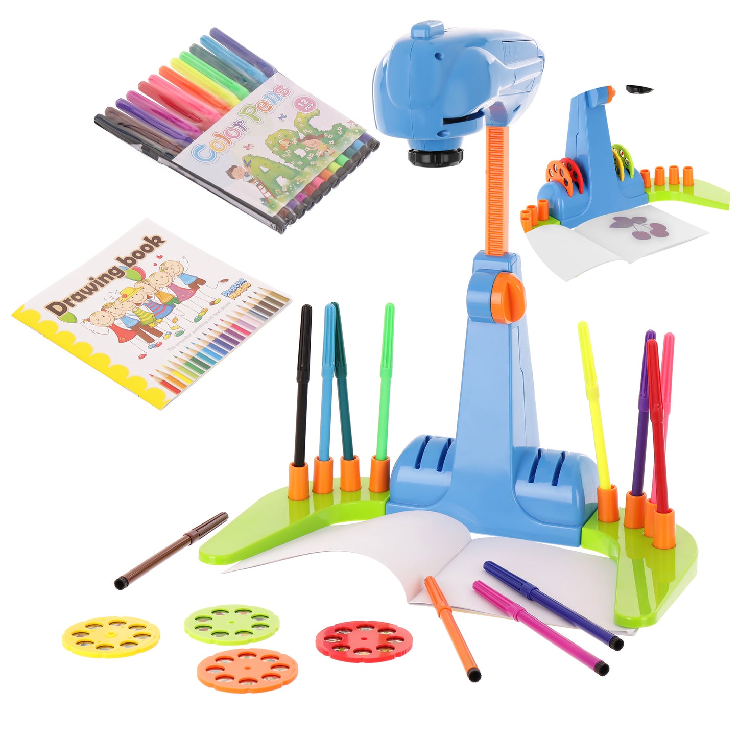 Jucarie de desen, proiector, lampa, modele de desen gata facute, 18 elemente