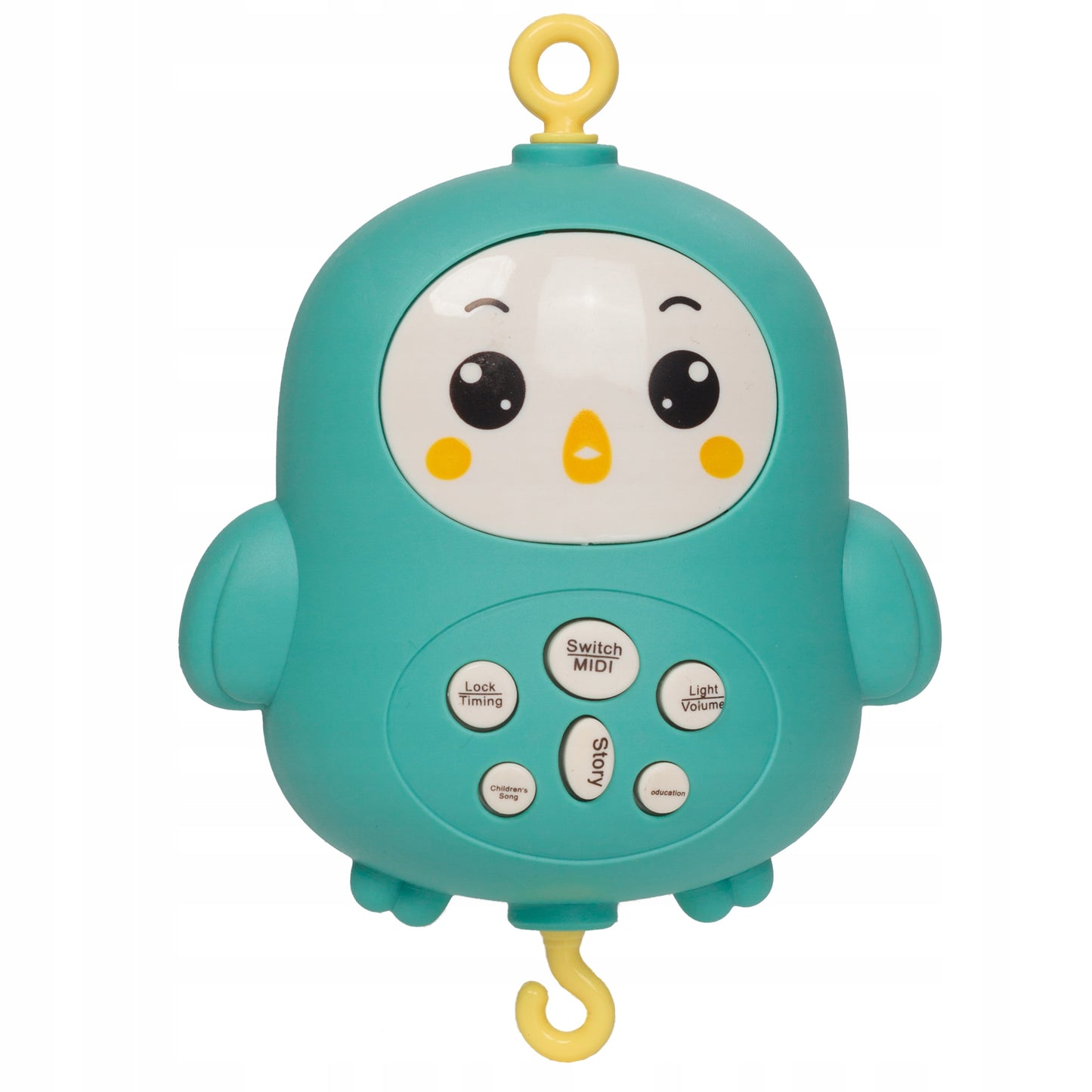 Carusel pentru patut cu lumina de veghe MagStar, First VIEW, 4 brate viu colorate cu diferite animalute zornaitoare, rotire 360grade, telecomanda