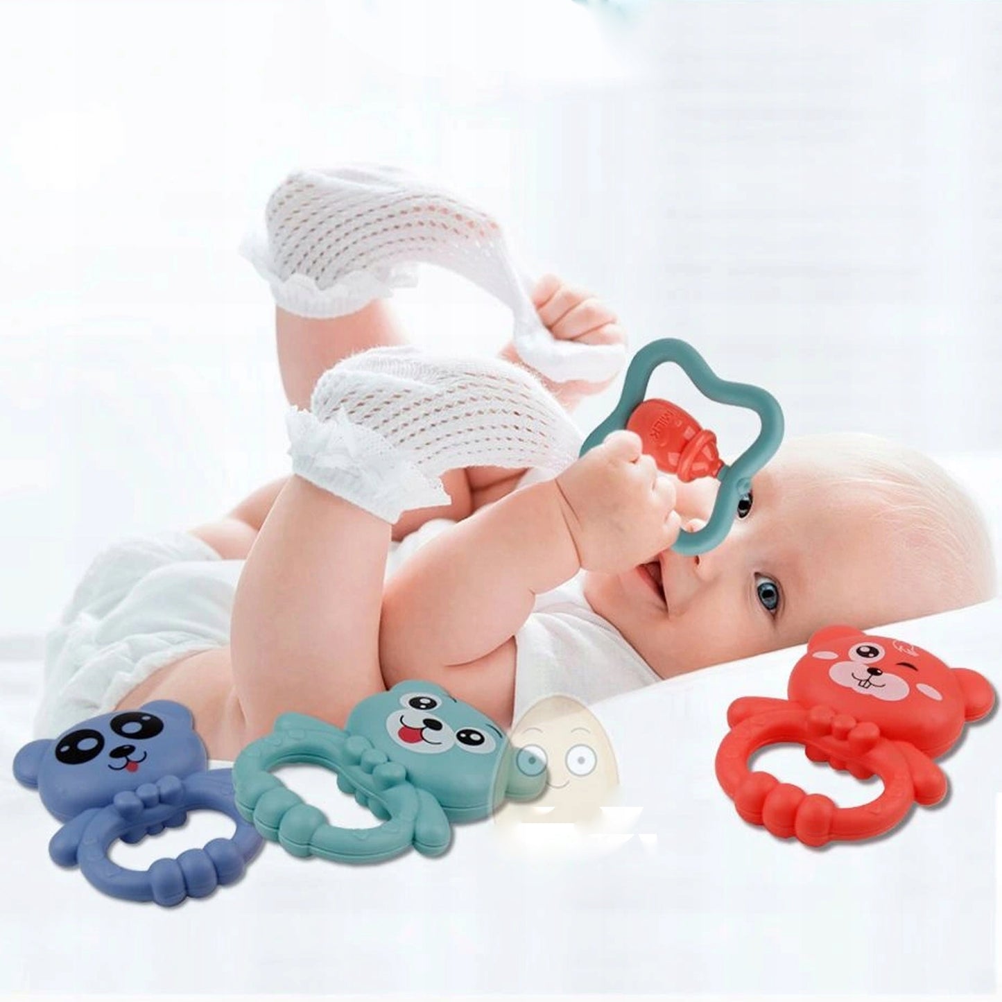 Carusel pentru patut cu lumina de veghe MagStar, First VIEW, 4 brate viu colorate cu diferite animalute zornaitoare, rotire 360grade, telecomanda