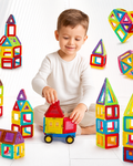 Set Inteligent de constructie IdealStore 3D Magnetic Fun, 45 de Piese Multicolore, Educativ- Creativ, Stimularea gandirea